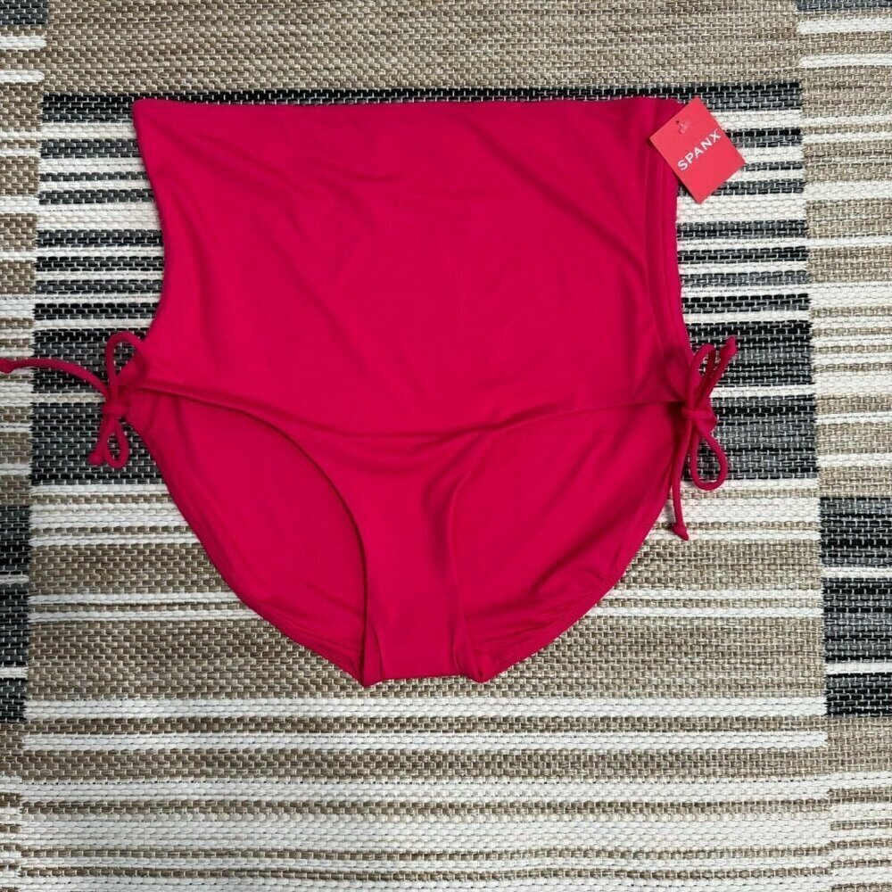 Spanx Women's Swim High Rise Brief Adjustable Sides Hibiscus Pink‎ Size Small